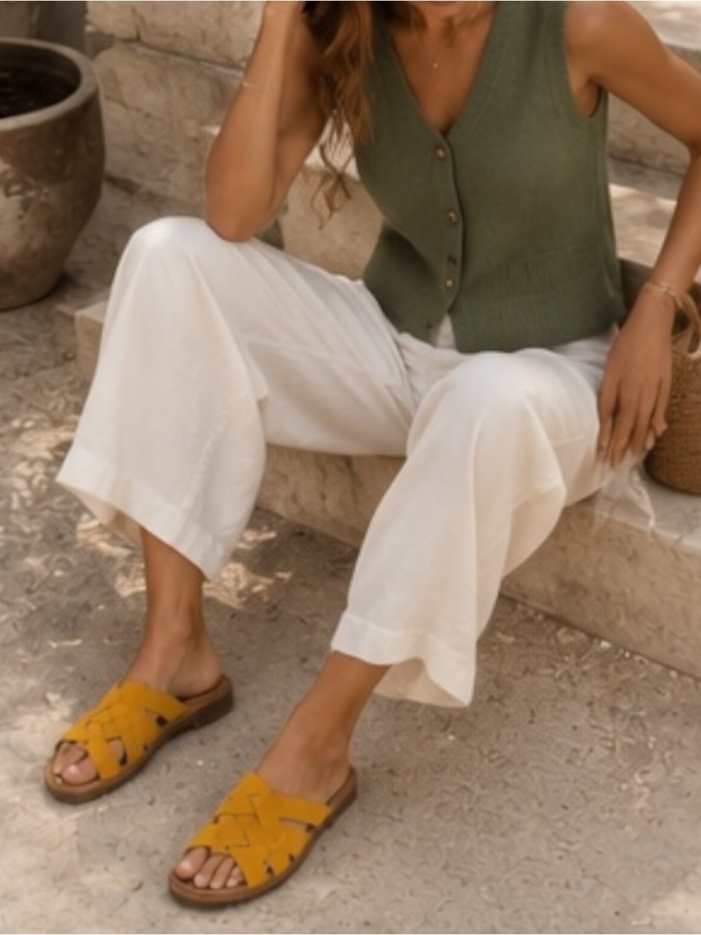Sorel Ella Golden Yellow Suede Slide Sandals Size 7 NWT - Picture 6 of 15